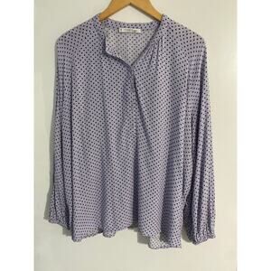 Violeta by Mango blouse women’s size 22 purple polka dot balloon sleeve peasant